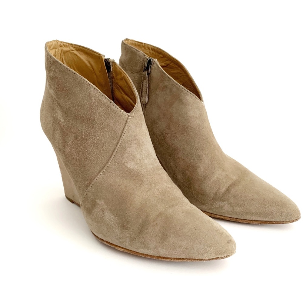 Massimo Matteo Suede Beige Ankle Pointed Booties